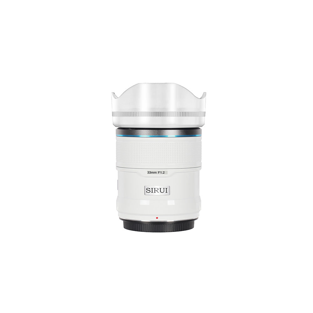 33mm f1.2 sirui sniper lens aps-c frame autofocus lens in white color