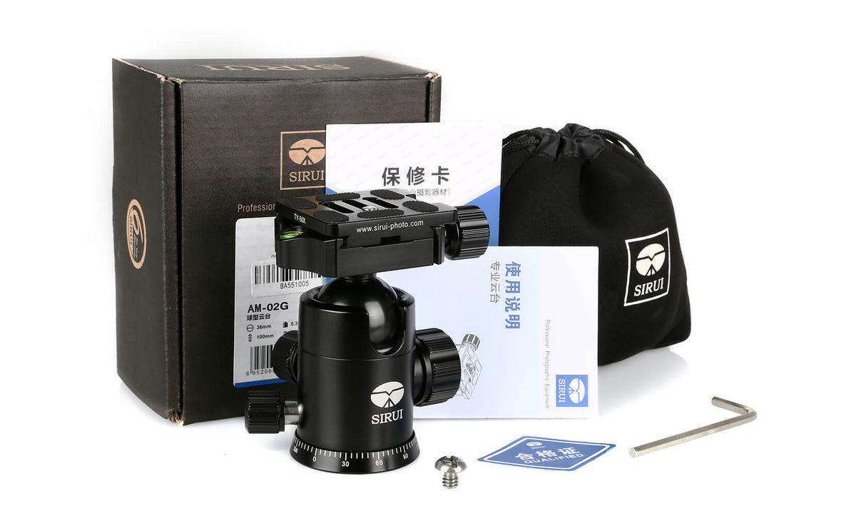 SIRUI AM-02G Ball Head with Quick Release Plate Safety Lock System