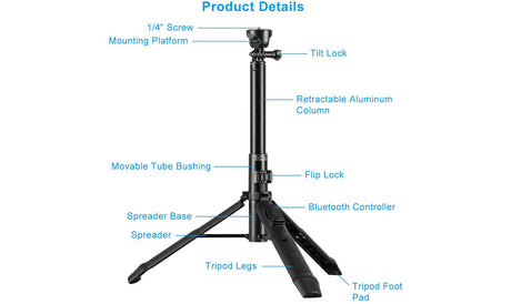 SIRUI MS-01K Extendable Selfie Stick Tripod Stand for Phones