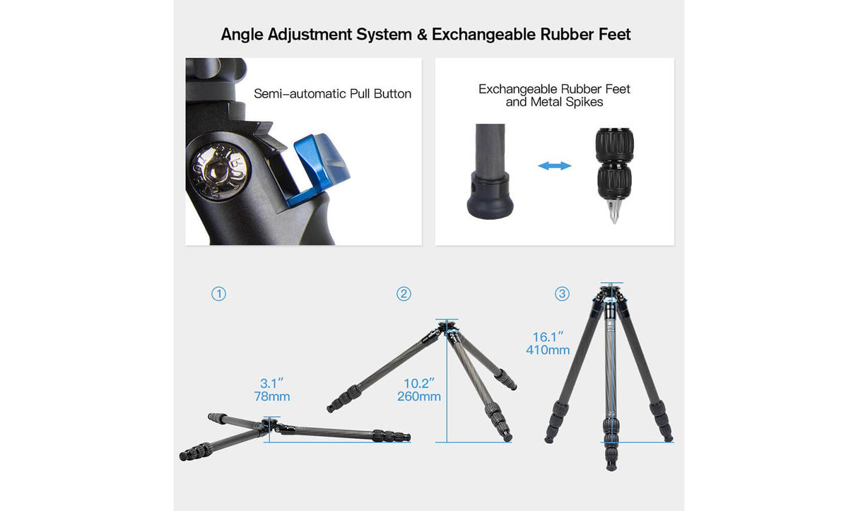 SIRUI AM-254 Carbon Fiber 4-Section Medium Camera Tripod Leg